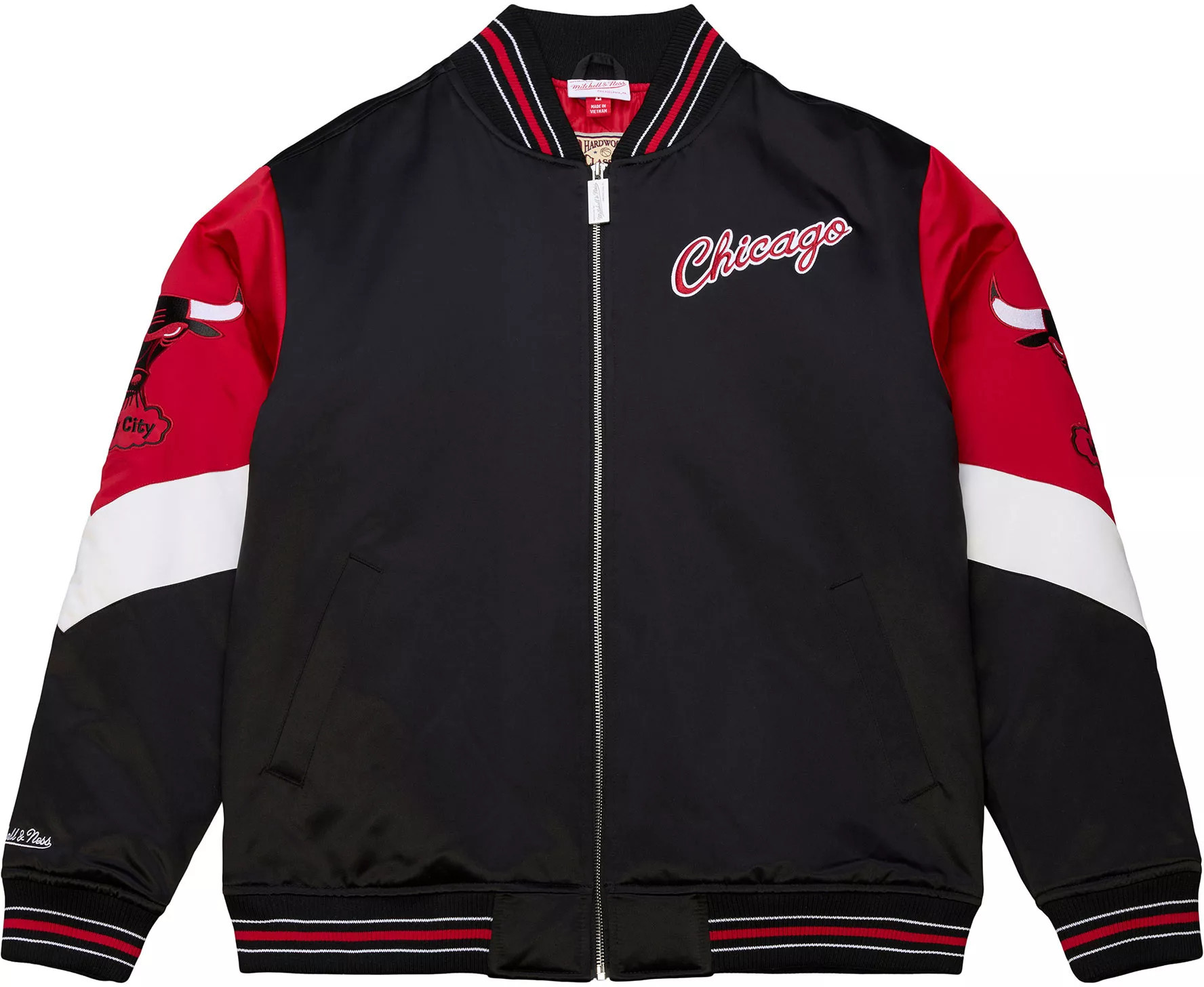 Mitchell & Ness Men's Chicago Bulls Black Throw It Back Full-Zip Satin Jacket, XL | DICK'S Sporting Goods