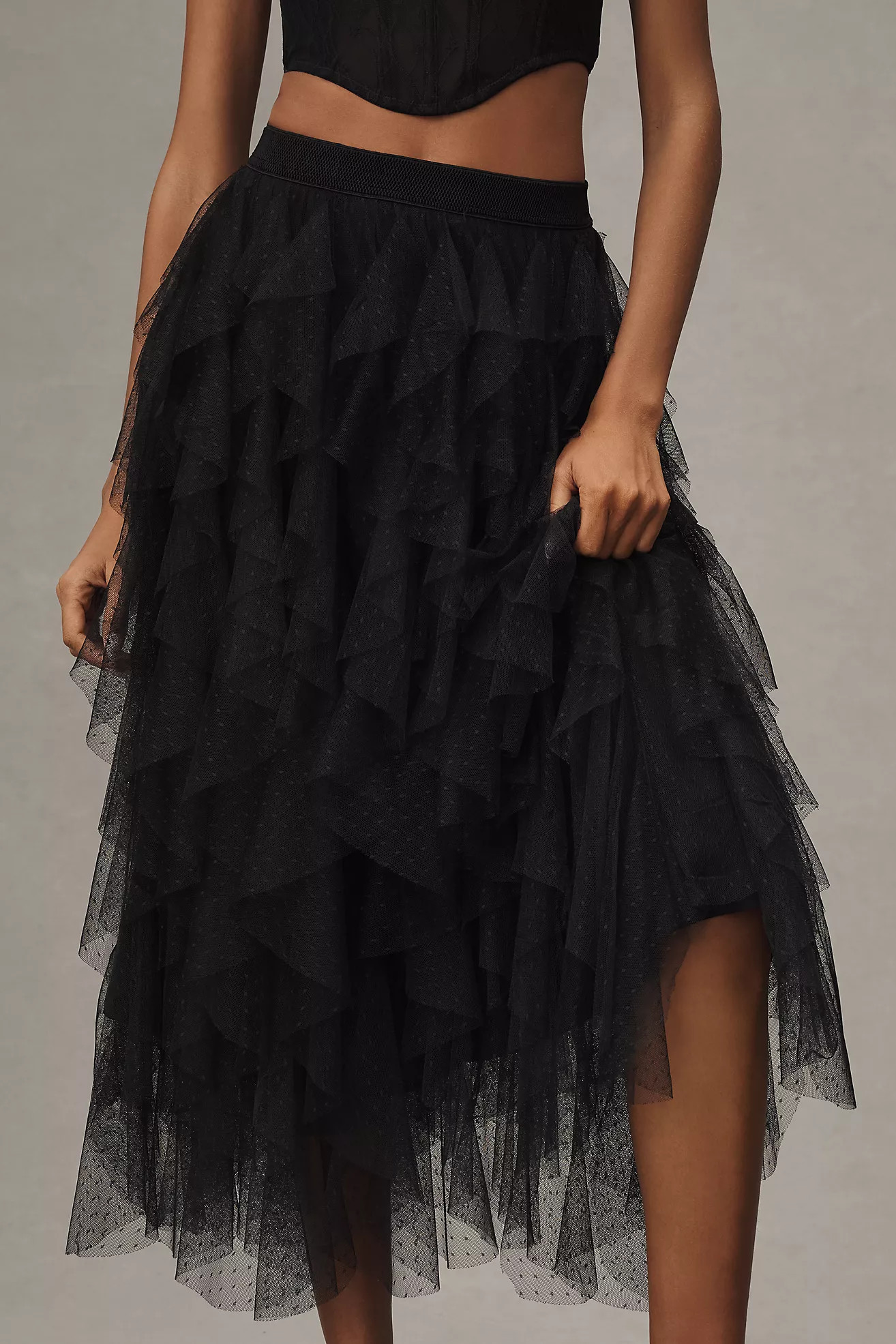 The Chéri Ruffled Tulle Midi Skirt by Anthropologie | Anthropologie (US)