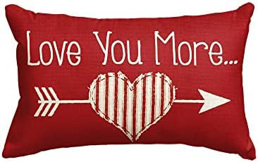 AVOIN colorlife Valentine's Day Love You More Arrow Love Heart Throw Pillow Cover, 12 x 20 Inch R... | Amazon (US)