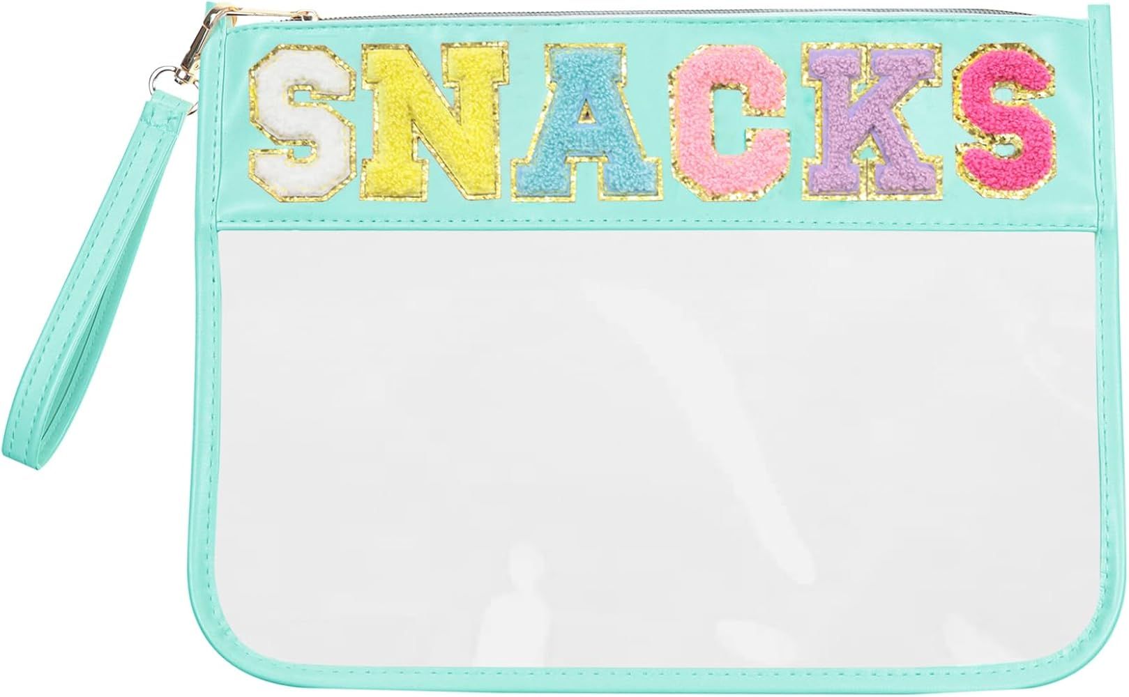 Siwara Snack Bags Clear Pouch Travel Makeup Bag Chenille Letter Bags for Zipper Pouch Clear Cosme... | Amazon (US)
