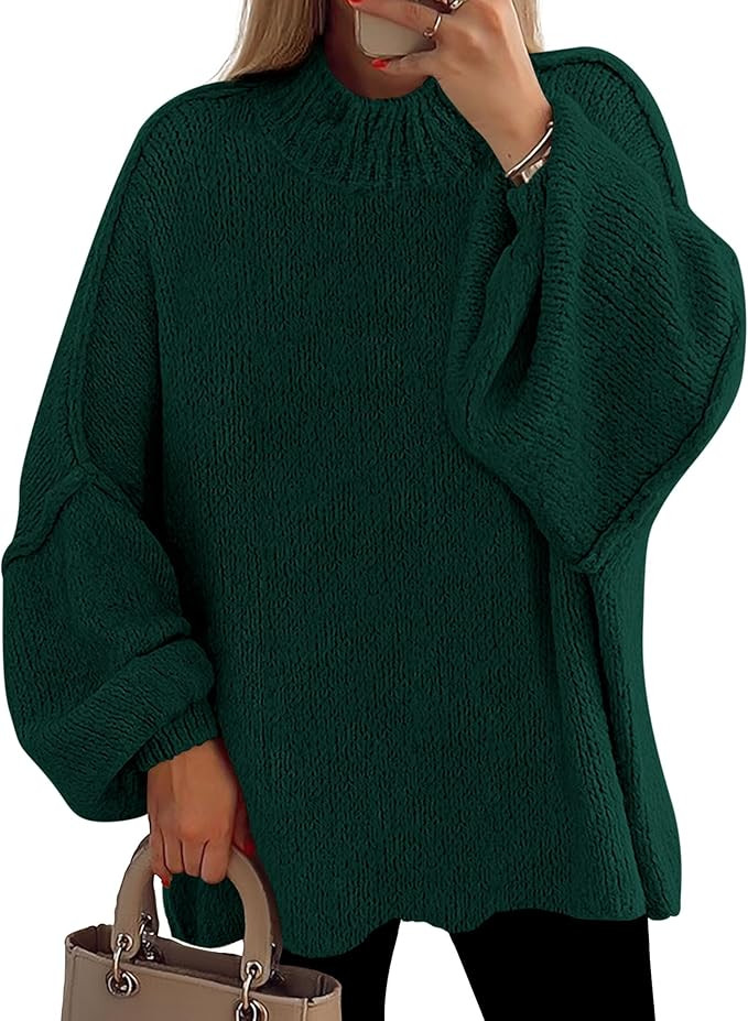 PRETTYGARDEN Women's 2025 Fall Oversized Sweaters Chunky Knit Mock Neck Long Sleeve Casual Trendy... | Amazon (US)