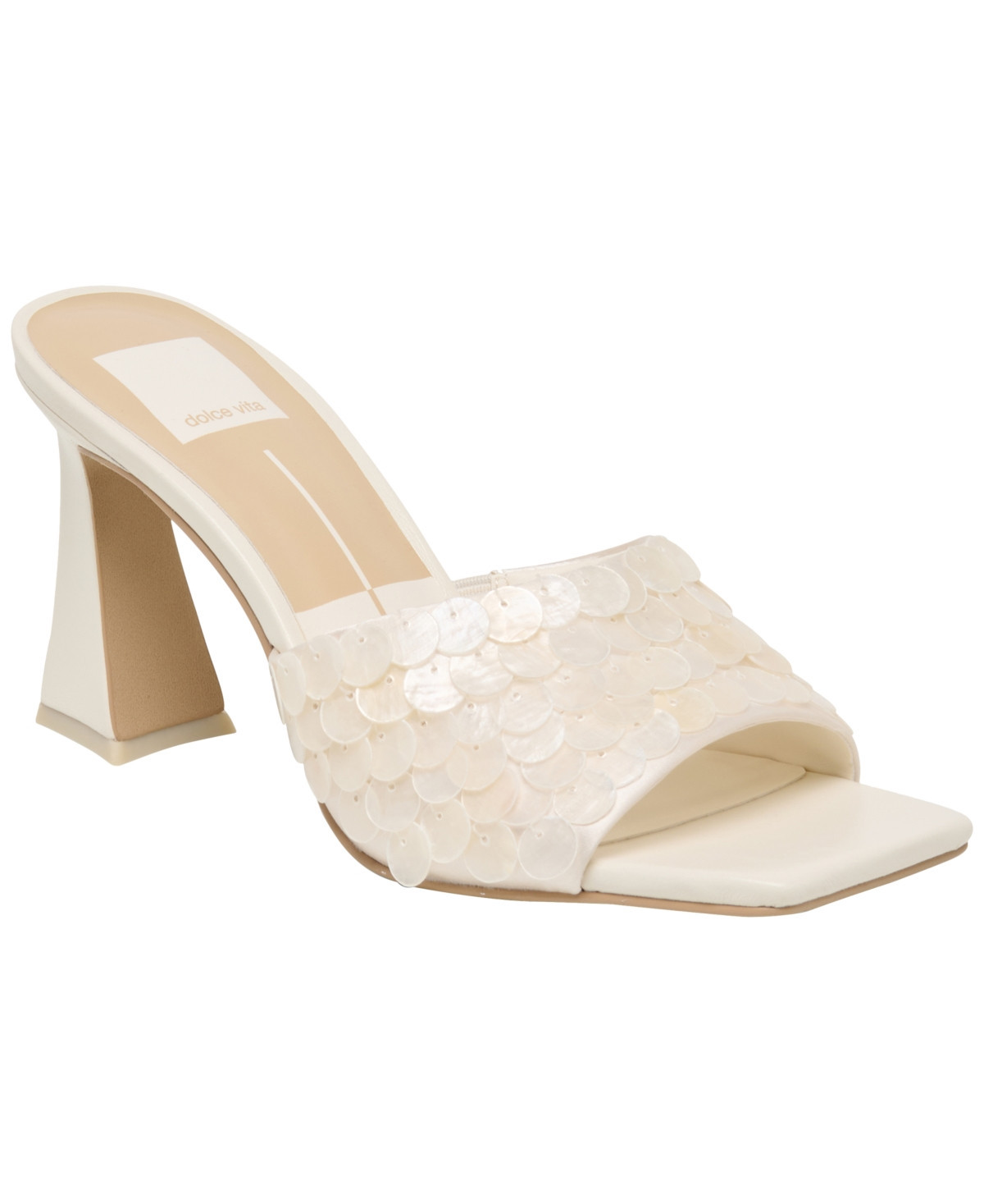 Dolce Vita Women's Nandy Confetti Shell Embellished Slide High Heel Dress Sandals - Ivory Sequin | Macy's