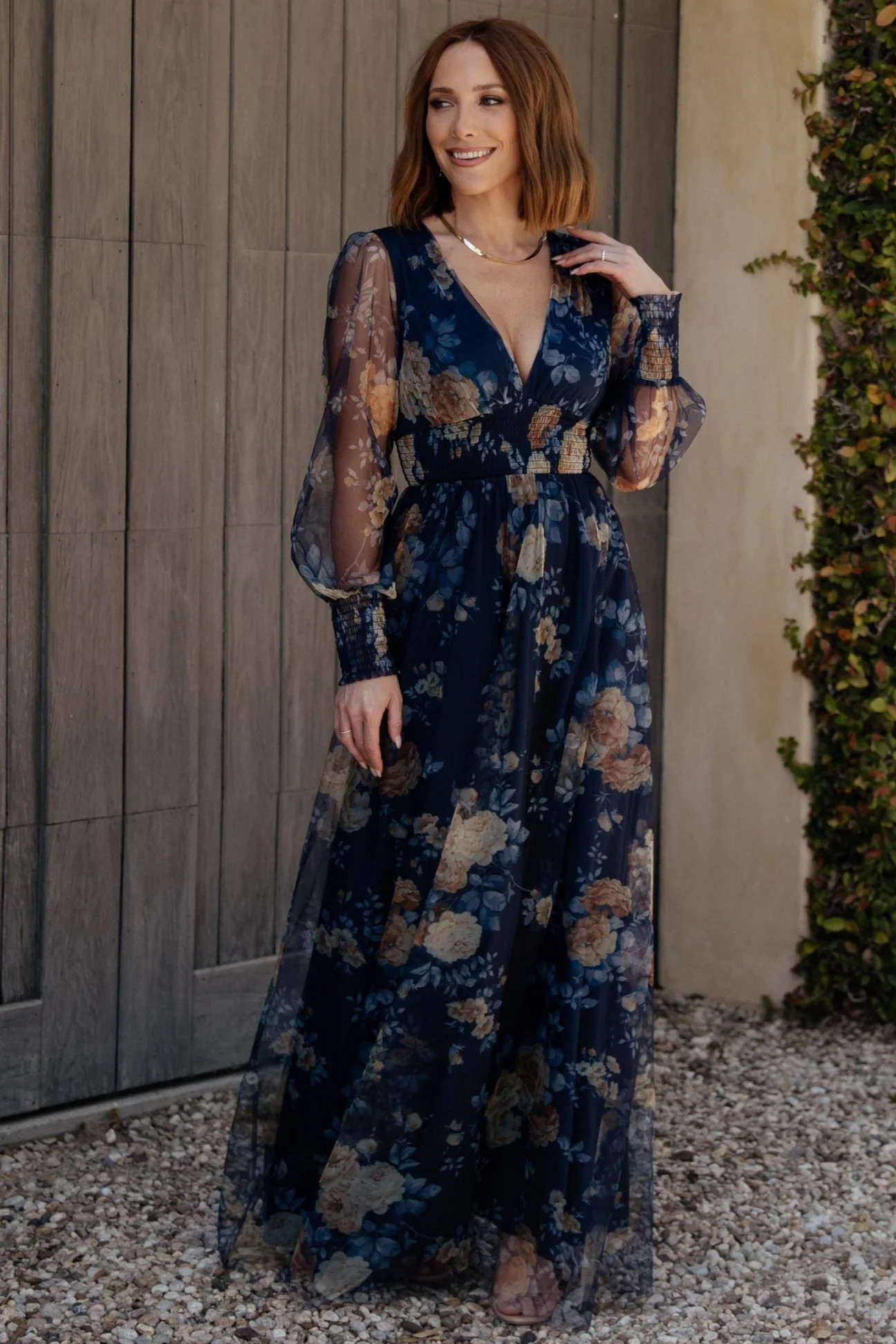 Layla Tulle Maxi Dress | Blue + Golden Floral | Baltic Born