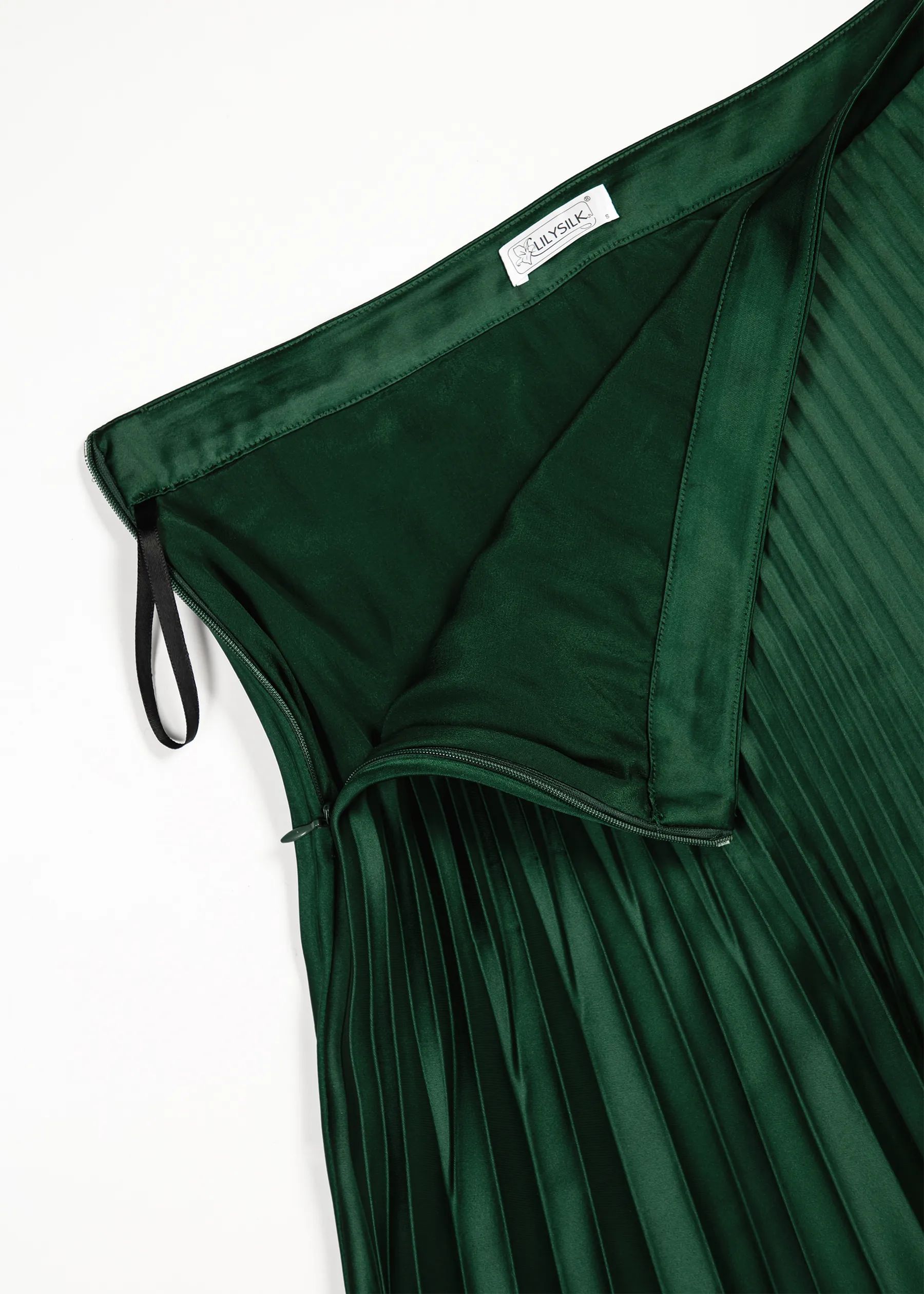 Retro Pleated Midi Silk Skirt | LilySilk