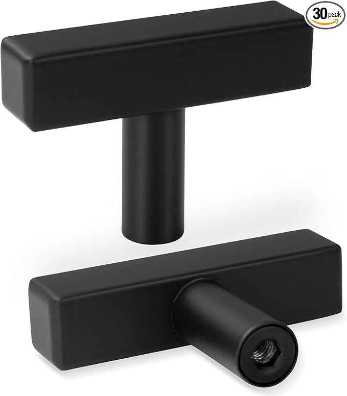 30 Pack Square Cabinet Knobs Matte Black Drawer Knobs 2" Length, Single Hole Kitchen Knobs for Ca... | Amazon (US)