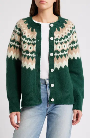 The Snowed In Fair Isle Merino Wool & Cashmere Blend Cardigan | Nordstrom