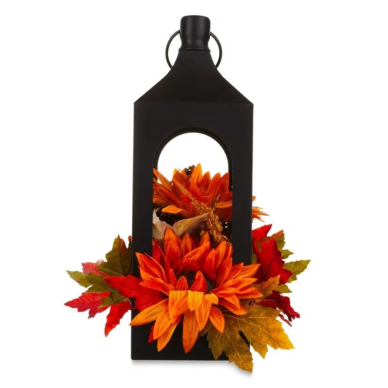 Harvest Multicolor Floral Iron Lantern Decoration, 17.75 in,  by Way To Celebrate | Walmart (US)