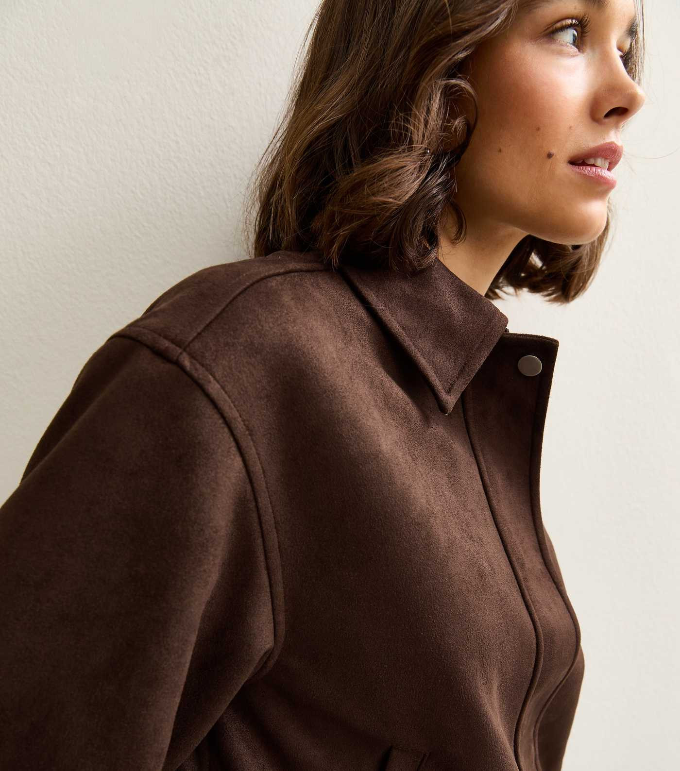 Brown Faux Suede Bubble Hem Jacket | New Look | New Look (UK)