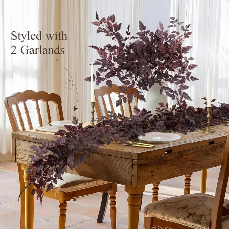 Fall Decor Fall Decorations for Home 6 Ft Plum Cimicifuga Seeded Garland Artificial Leaf Garland ... | Walmart (US)