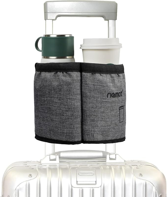 riemot Luggage Travel Cup Holder Free Hand Drink Carrier - Hold Two Coffee Mugs - Fits Roll on Su... | Amazon (US)