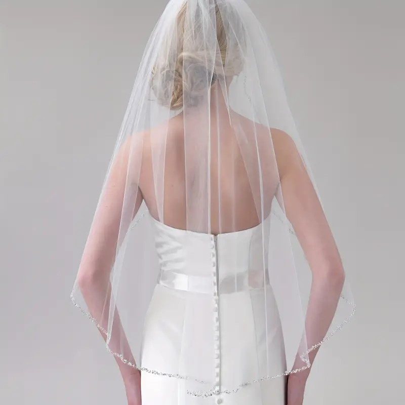 Romantic Glittery Bridal Veil Wedding Rhinestone Beaded - Temu | Temu Affiliate Program
