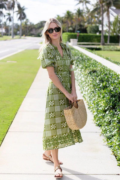 Zoe Dress - Moss Patchwork | Julia Amory