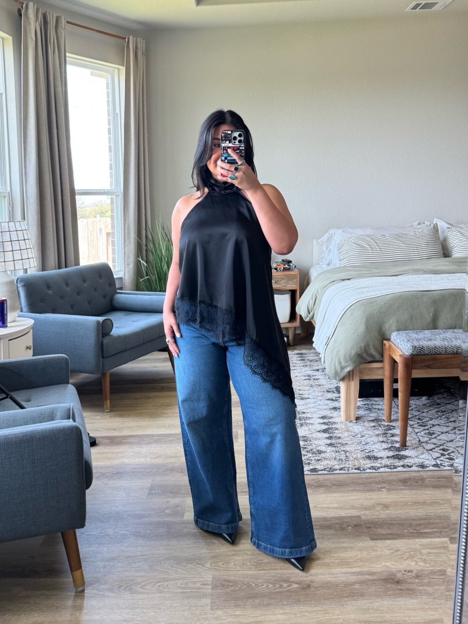 L in the top, 31 short in the jeans. Wearing lifting nip covers since the top is backless.

#LTKPetite #LTKMidsize #LTKOver40