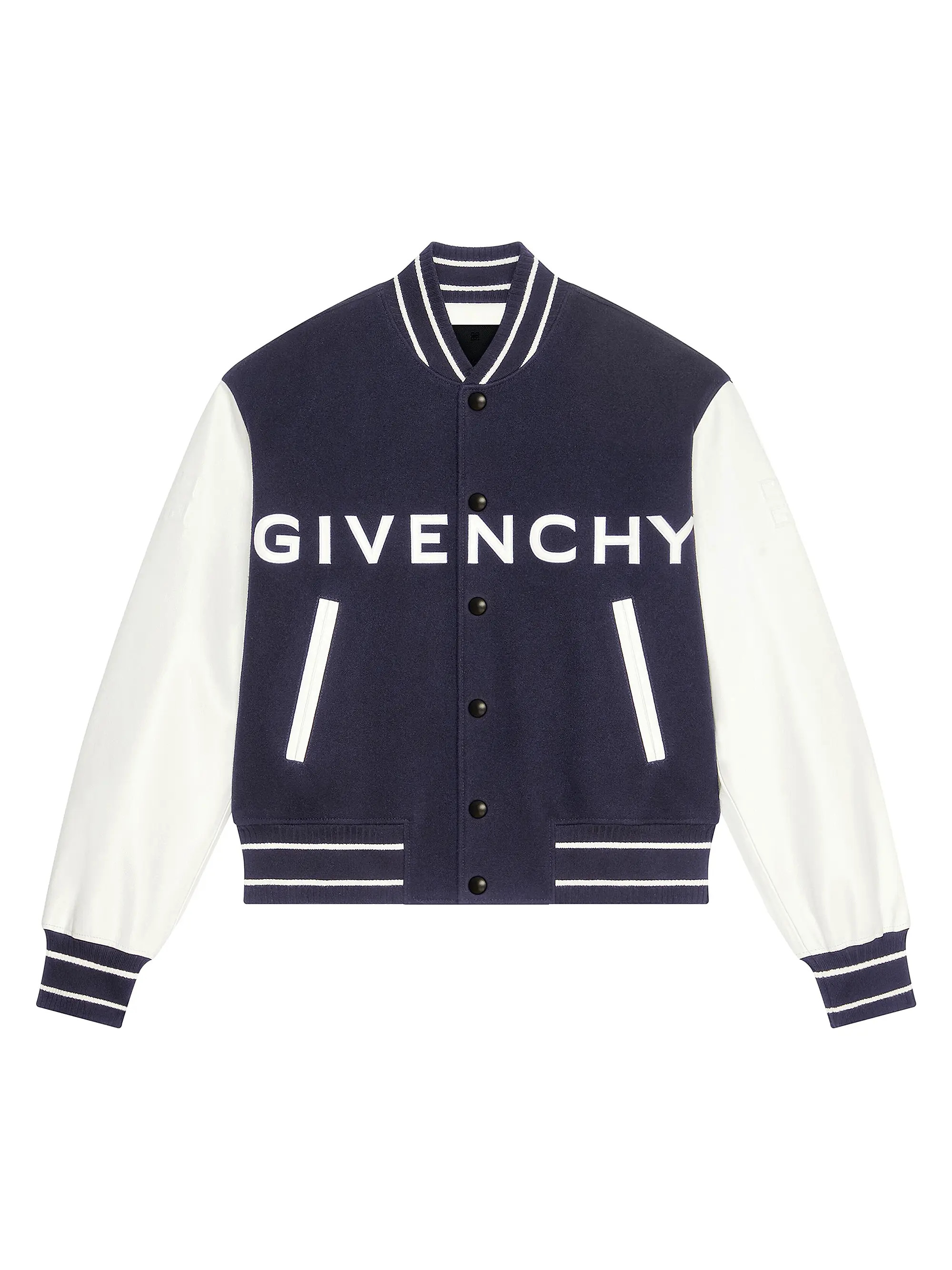 Shop Givenchy Varsity Jacket in Wool and Leather | Saks Fifth Avenue | Saks Fifth Avenue