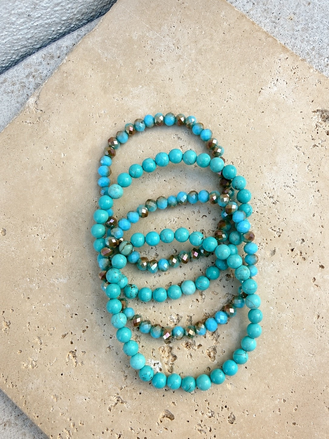 summer bracelet stack on sale 🩵these turquoise bracelets are currently marked down and such a good way to add color to a neutral summer look.

#LTKSaleAlert #LTKOver40 #LTKgrwm