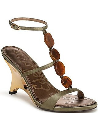 Sam Edelman Massey Satin Stone Embellished Ankle Strap Wedge Dress Sandals - 9.5 | Dillard's