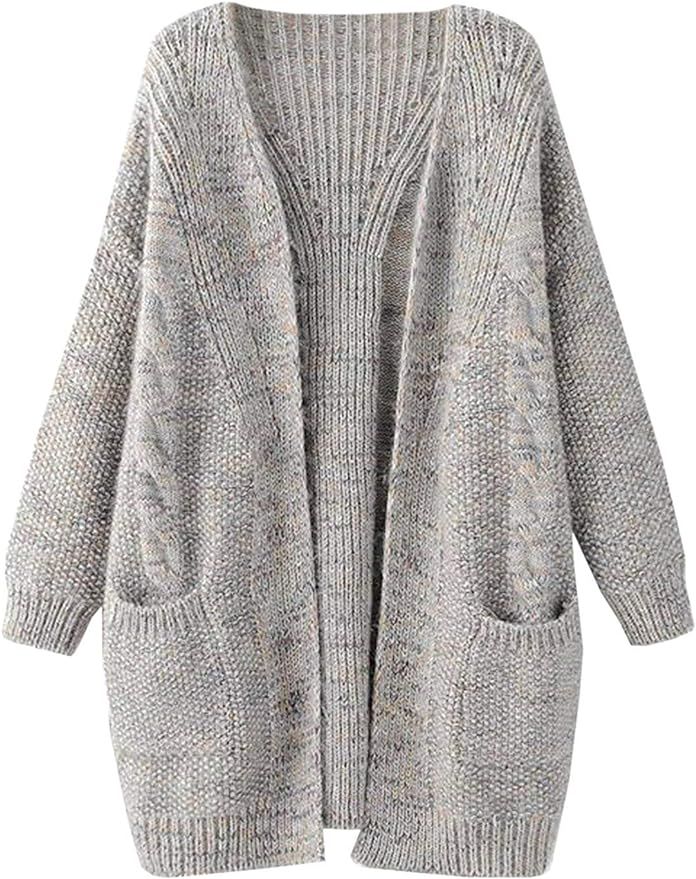 futurino Knit Cardigan Women's Chunky Open Front Outwear Cover Up with Pockets | Amazon (US)