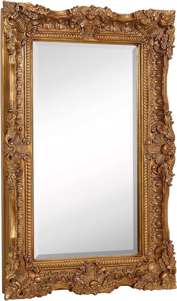 Hamilton Hills 24x36 inch Large Ornate Gold Framed Rectangular Baroque Mirror | Antique Looking F... | Amazon (US)