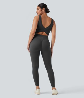 Women’s Halara UltraSculpt™ V Neck Butt Lifting Workout Jumpsuit with Pockets - Halara | HALARA