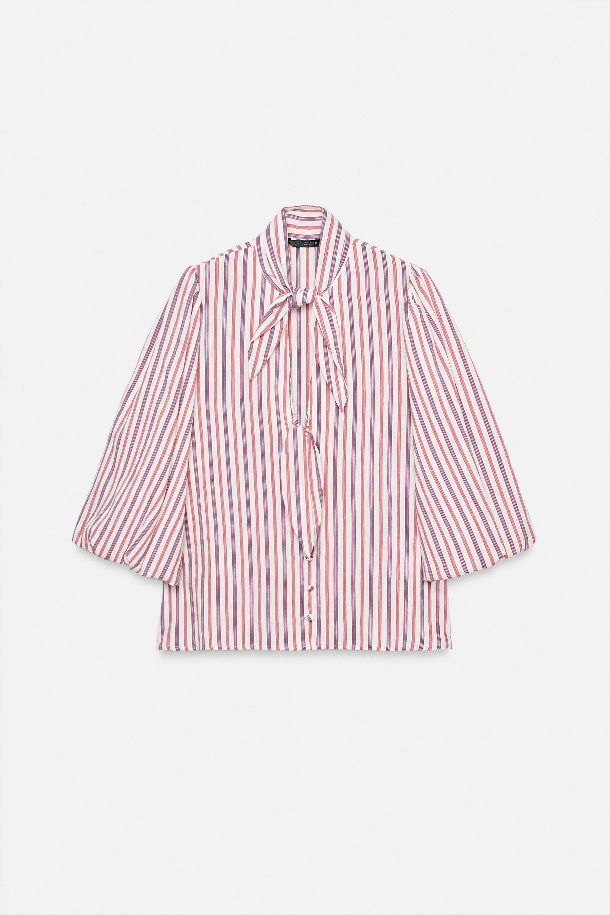 STRIPED SHIRT WITH TIE DETAILS | Zara AU