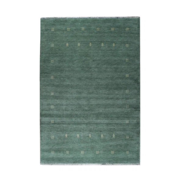 Ogata Abstract Hand-Knotted Wool Green Area Rug | Wayfair North America
