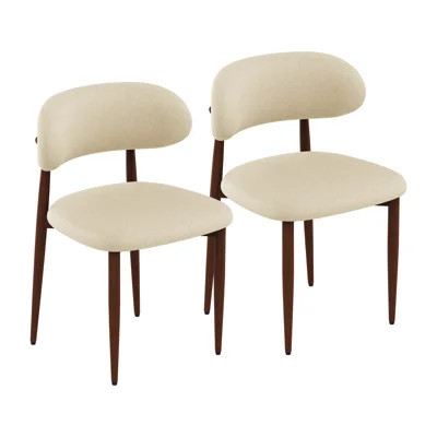 Dining Chairs Set of 2, Minimalist modern style, Chenille fabric cushioned dining chair, Carbon steel chair leg bracket with wooden veneer, Very suita | Wayfair North America