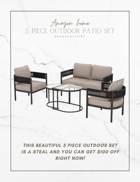 Amazon home outdoor patio 5 piece conversation set! 

#LTKhome #LTKFind #LTKsalealert