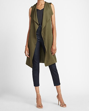 Sleeveless Belted Trench Jacket | Express