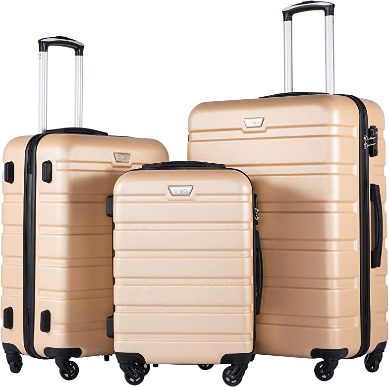 COOLIFE Luggage 3 Piece Set Suitcase Spinner Hardshell Lightweight TSA Lock 4 Piece Set | Amazon (US)