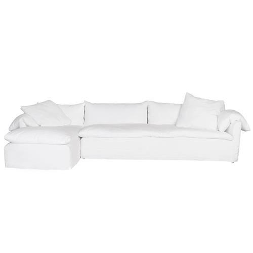 Cisco Home Donato Modern White Cotton Slipcovered Sectional - Left Arm Facing | Kathy Kuo Home