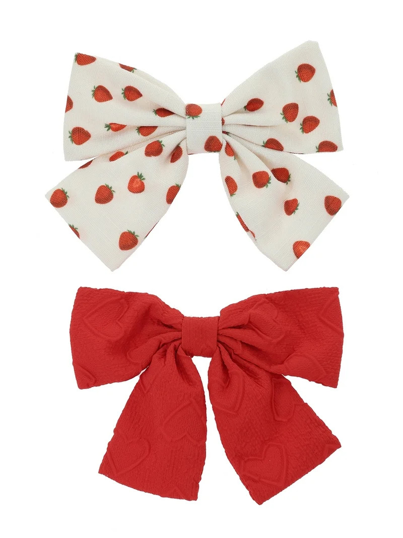 Way to Celebrate Valentine's Day Red Patterns Hair Bows, 2 Piece | Walmart (US)