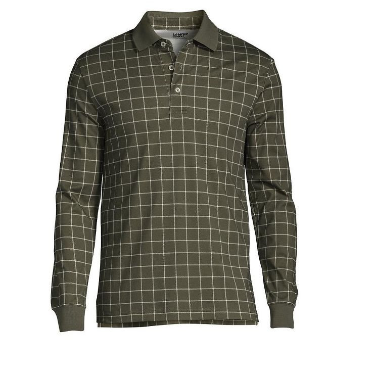 Lands' End Men's Long Sleeve Jacquard Super Soft Supima Polo Shirt | Target