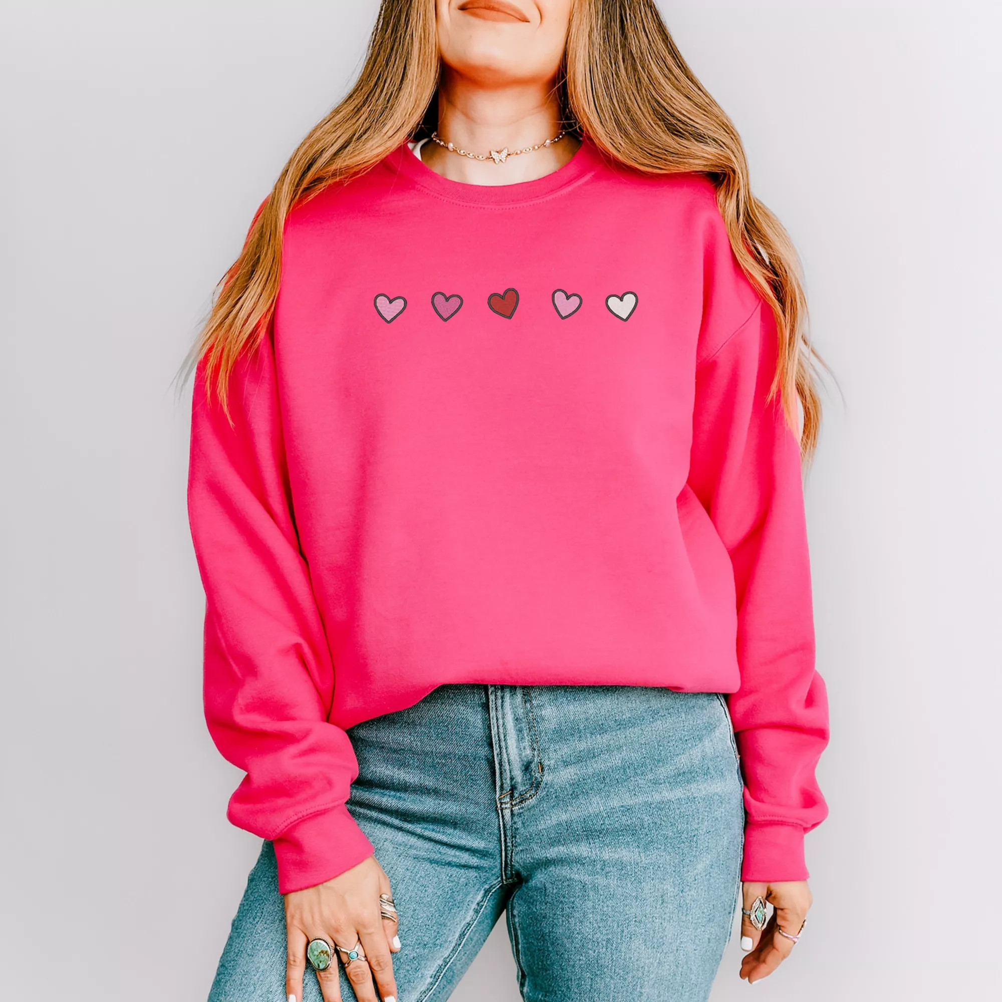 Embroidered Hearts Row - Women's Graphic Sweatshirt | Kohl's