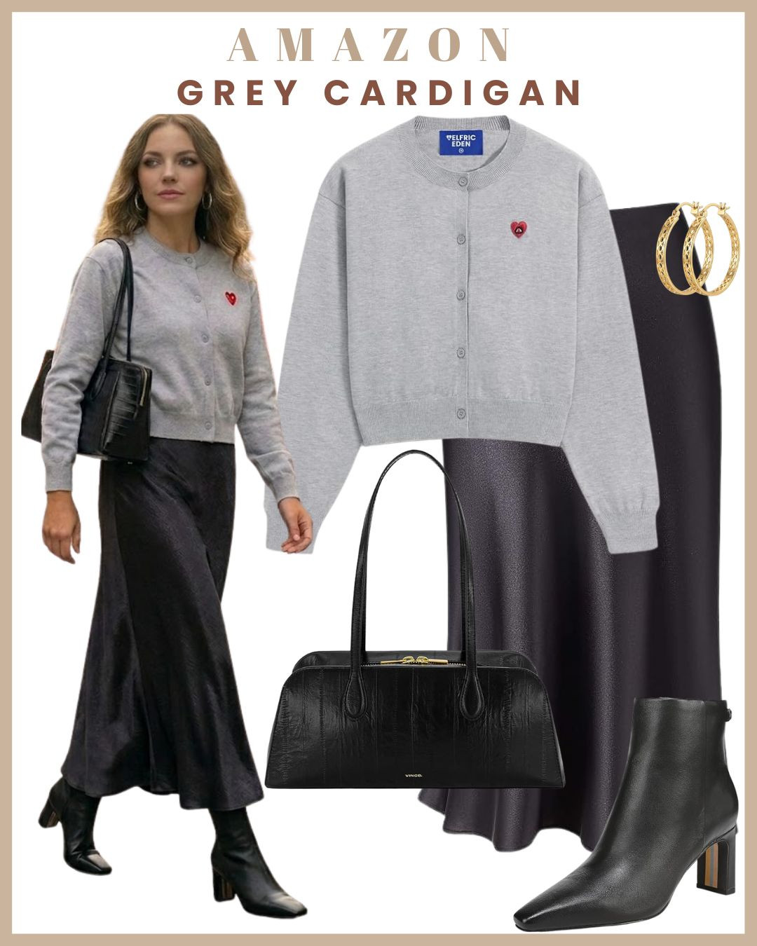 One grey cardigan, three fall outfits 🤎🩶🍂 A grey cardigan is one of those fall wardrobe essentials that can take you from the office to date night to a casual day out. ✨ 3 ways to style it: 🖤 For work: Grey cardigan + black tailored trousers for a polished, effortless office look. 🤎 For a date: Pair it with a satin skirt for that soft, feminine, elevated look. 🍷 For a day out: Style it with jeans and a burgundy bag for an easy everyday outfit with the perfect fall pop of colour. One piece, three completely different vibes — proof that you don’t need a huge wardrobe to create great fall outfits. 

 #LTKdayinmylife #LTKgrwm #LTKWorkwear