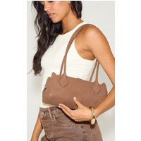 Chocolate Faux Suede Bowler Shoulder Bag | PrettyLittleThing US