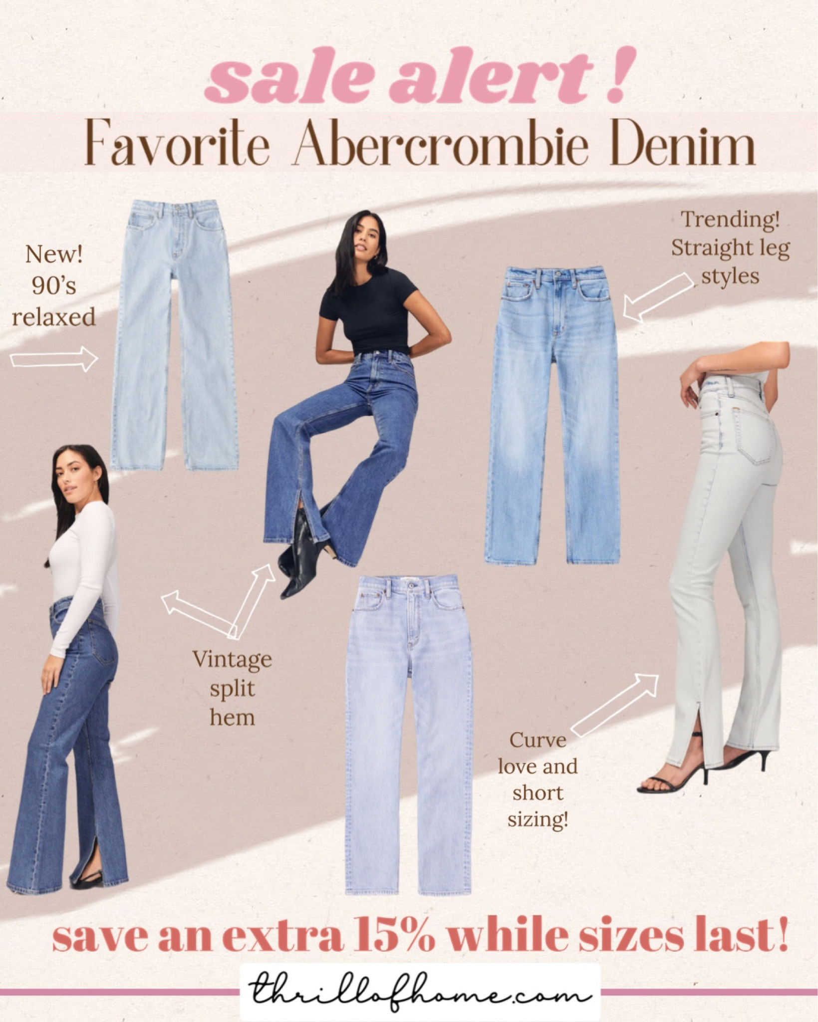 So many styles and sizes available for this Abercrombie sale! Snag denim now while these last!! Run tts. Short, extra short, and curve love available ☝🏻
Straight denim jean
Wide leg pant
90s relaxed jean
Petite denim
Denim trend
Abercrombie and Fitch
Split hem
Spring trend
High rise
Light wash
Medium
Wash

#LTKSale #LTKcurves #LTKunder100