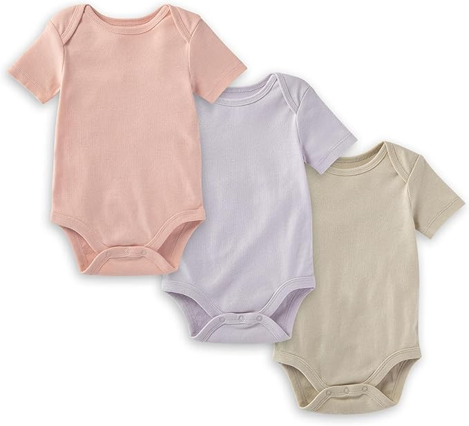 Burt's Bees Baby Unisex Baby 3-Pack Short Sleeve Bodysuits, 100% Organic Cotton | Amazon (US)
