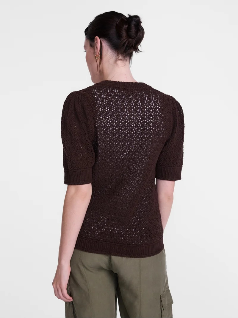 Scenario Women's and Women's Plus Crewneck Cardigan with Short Sleeves, Lightweight, Sizes XS-4X | Walmart (US)