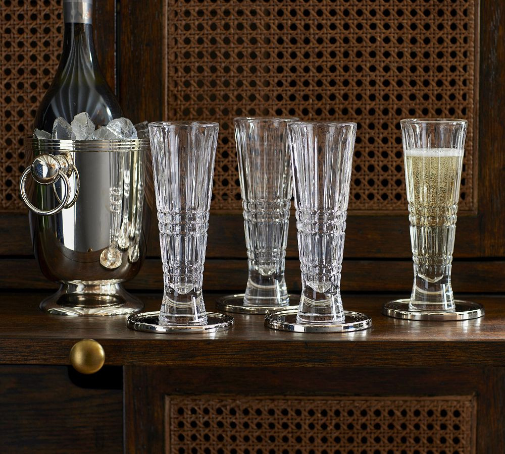 Stewart Plaid Champagne Flutes - Set of 4 | Pottery Barn (US)