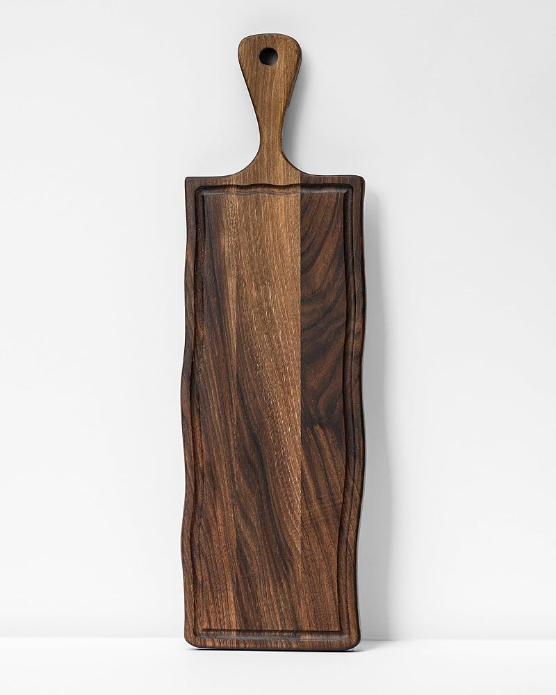 Elegant Walnut Wood Long Serving Board with Handle - Charcuterie Wooden Board - Stylish Versatili... | Amazon (US)