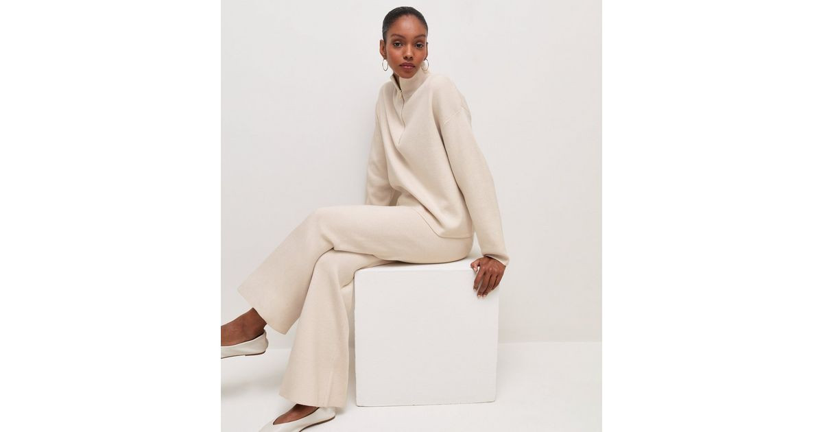 Women's Cream Knit Wide Leg Trouser New Look | New Look (UK)