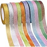 Livder 10 Rolls 1/4 Inch Width Metallic Glitter Ribbons for Holiday Wedding Birthday Party Decora... | Amazon (US)