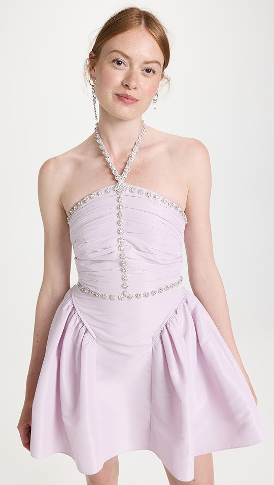 Lilac Taffeta Diamante Trim Mini Dress | Shopbop