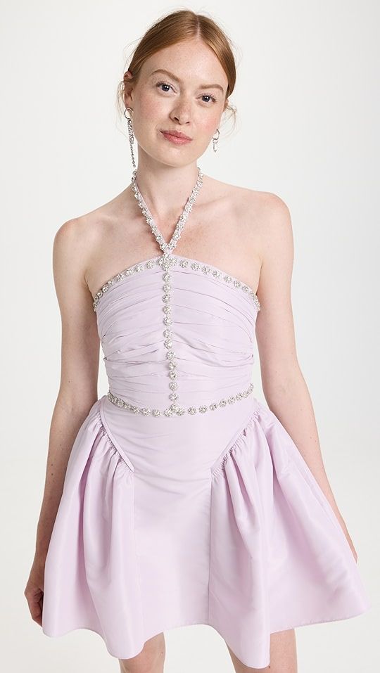 Lilac Taffeta Diamante Trim Mini Dress | Shopbop