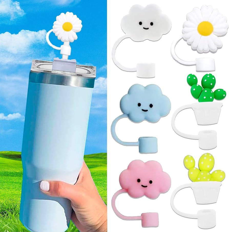 6Pcs 10mm Large Straw Tip Covers Compatible with Stanley 30&40 Oz Tumbler, Food Grade Reusable Dr... | Amazon (US)