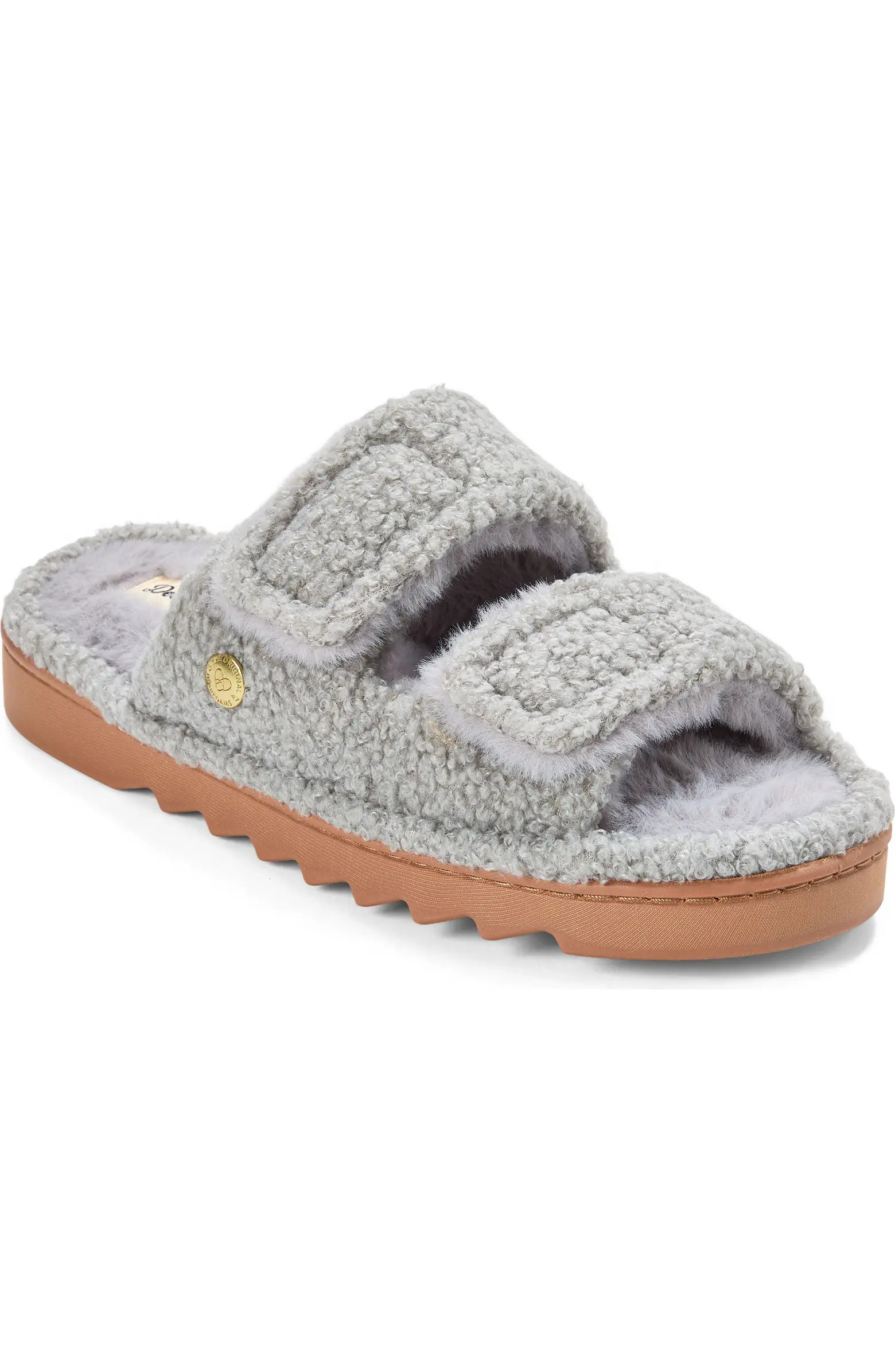 DEARFOAMS Regina Teddy Double Band Slide Slipper (Women) | Nordstrom | Nordstrom