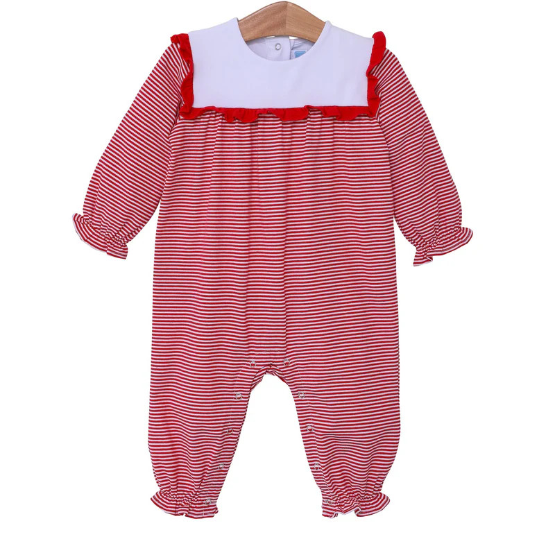 Marie Red Stripe Knit Romper | Classic Whimsy