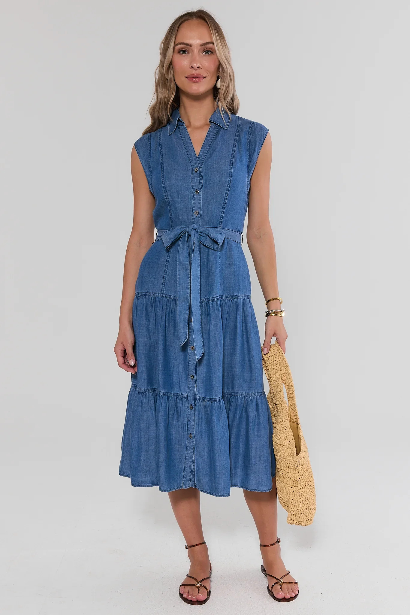 Nadine Chambray Midi Dress | Avara