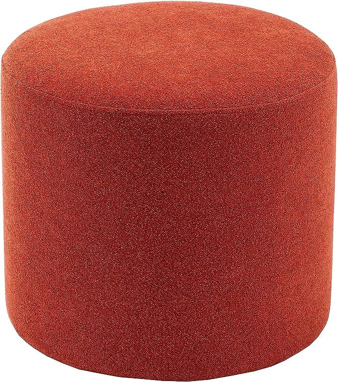 Wovenbyrd 19-Inch Wide Round Pouf Ottoman Footstool, Rust Boucle Performance Fabric | Amazon (US)