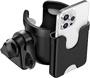 Guiseapue Pram Cup Holder, Universal Drink Coffee Cup Holder with Phone Holder Organizer for Stro... | Amazon (UK)